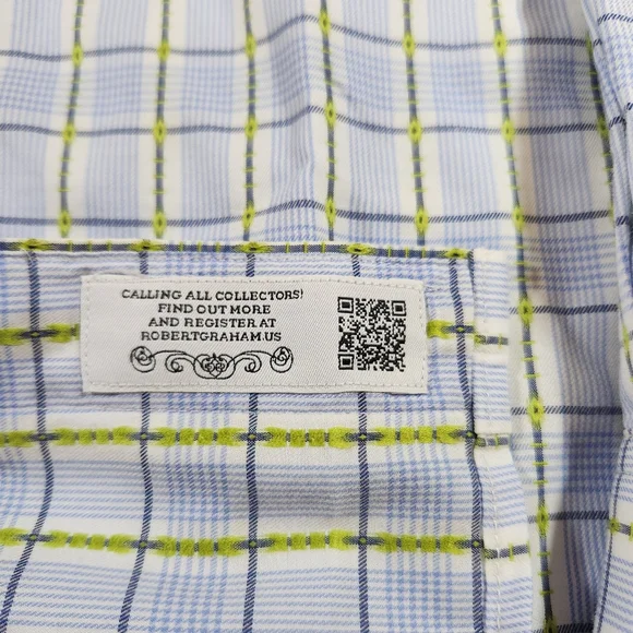 Robert Graham Mens Size 2XL Sport Shirt Checkered Paisley Flip Cuffs Classic Fit - Picture 8 of 13
